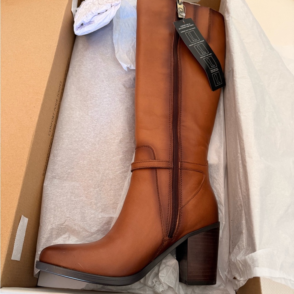 Naturalizer Kalina Narrow Calf Tan Heeled Boots-NEW